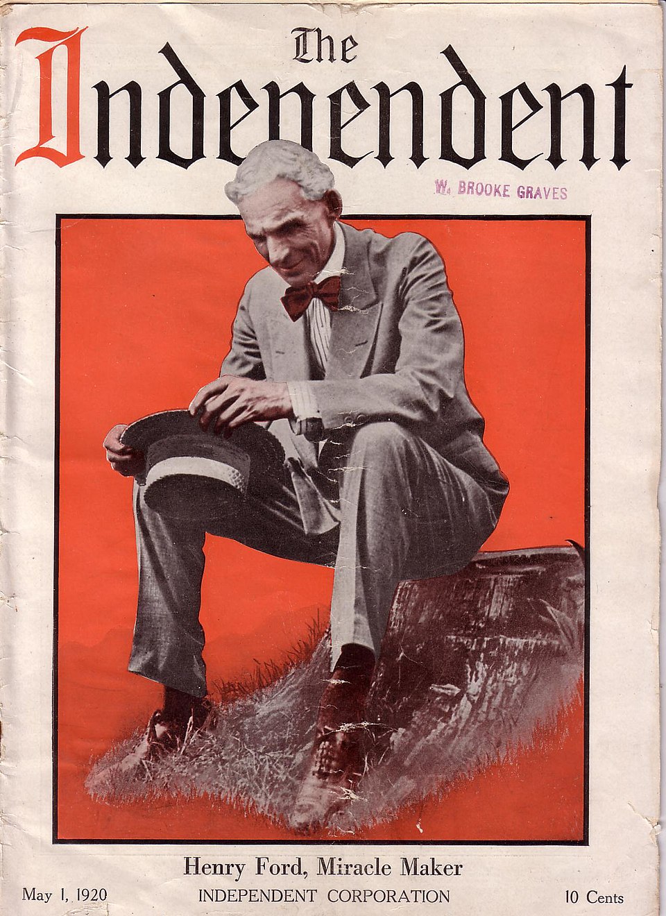 "Henry Ford, Miracle Maker". Cover The Independent, 1. Mai 1920. Quelle: Wikimedia Commons (gemeinfrei).