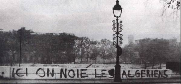 „Hier ertränkt man die Algerier.“ Die Präsenz kolonialer Konflikte in der Metropole Paris. Abbildung in dem französischen Schulbuch „Histoire, terminale“, Thierry Gasnier, Verlag Bréal, 2008, S. 284. Foto: © Eyedea/l'Humanité - Keystone France