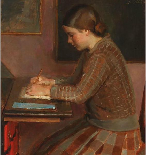Reading and writing - two basic techniques that allow one to locate oneself in the social world. Painting by the Danish painter Johannes Ottesen (1875-1936): Girl at a Desk, 1929. Source: [https://commons.wikimedia.org/wiki/File:Johannes_-_A_girl_at_a_writing_desk.jpg?uselang=de Wikimedia Commons] [15.12.2020], Licence: public domain
