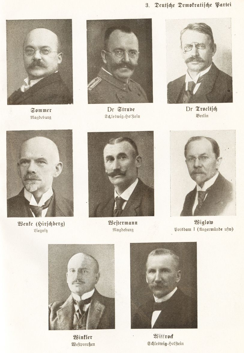 Porträtseite mit Ernst Troeltsch, in: Handbuch für die verfassunggebende preußische Landesversammlung, hg. von August Plate, Berlin 1919, S. 28