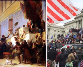 Sturm auf das Parlament: ein Gemälde und eine Fotografie